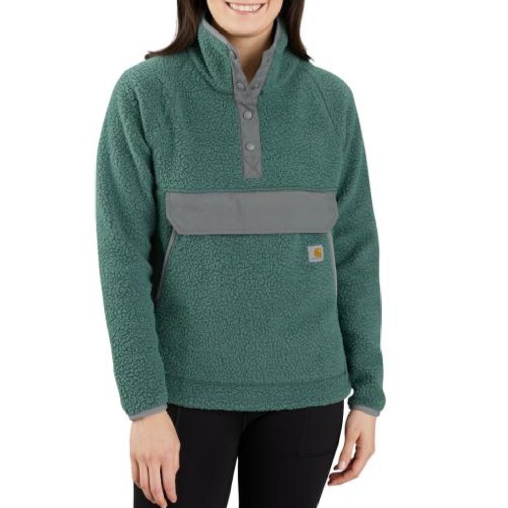 NWT Carhartt 104922 - Women's Fleece Quarter Snap Front Jacket Slate Green 1X